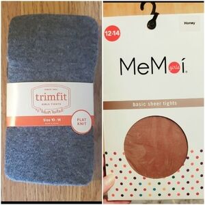 Trimfit Flat Knit Tights & MeMoi Sheer Tights Girl Size 10-14